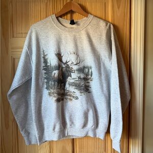 Gray Moose Print Crewneck